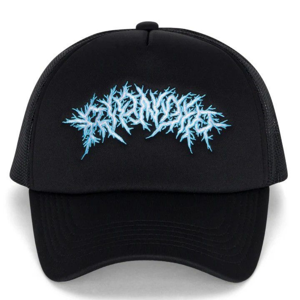 Mens Rip n Dip Nervous System Black Trucker Hat with Blue Graphic Snapback BNWT